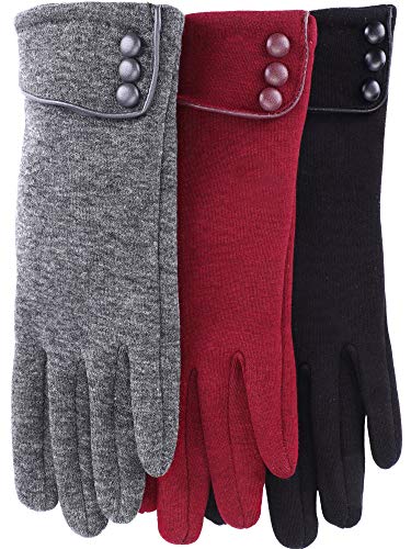 Image of Patelai 3 Pairs Womens Gloves Winter Touchscreen Texting Phone Windproof Gloves Warm Fleece Lined Cold Weather