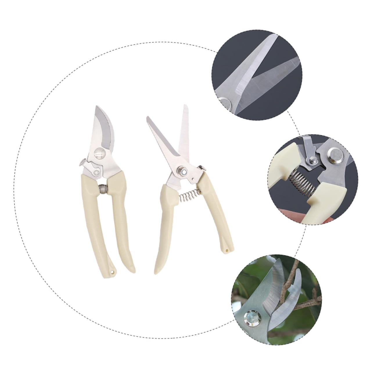 BESTonZON 2 Sätze Gartenschere Handschere Pflanzenschneider Schere Cutter Gartenschneider Werkzeug Clipper Baumschneider Cutter Pflanzenschneider Baumschere Beige Kunststoff 2 Stück * 2