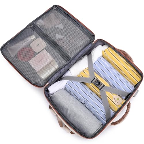 WENIG Sac 40x30x20 Bagage Cabine 40x30x20 pour Ryanair Sac à Dos Voyage Cabine Avion pour Wizzair 24L Sac à Dos Voyage Femme Bagage à Main avec USB Charging Port Beige-brun – Image 4