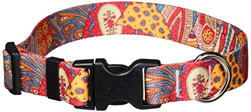 Image of Yellow Dog Design Bohemian Patchwork Dog Collar Fits Neck 14 to 20 inch, Medium 1 inch Wide