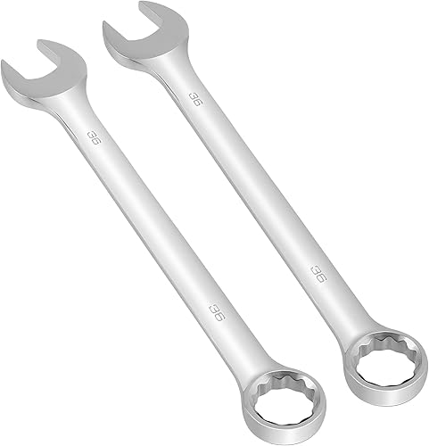 2 llaves combinadas de 1.417 in, métricas de acero forjado, abierto y extremo de caja, desplazamiento de 15 grados, extremo de caja de 12 puntos