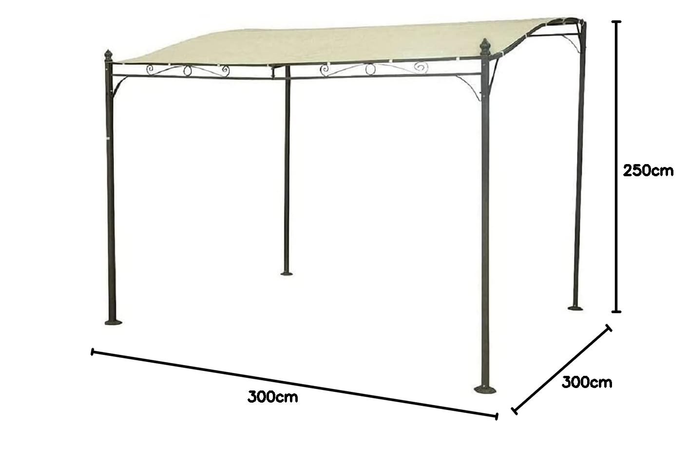 Pergola a Muro 3x2,5 mt con Telo Idrorepellente Tettoia Beige Copertura