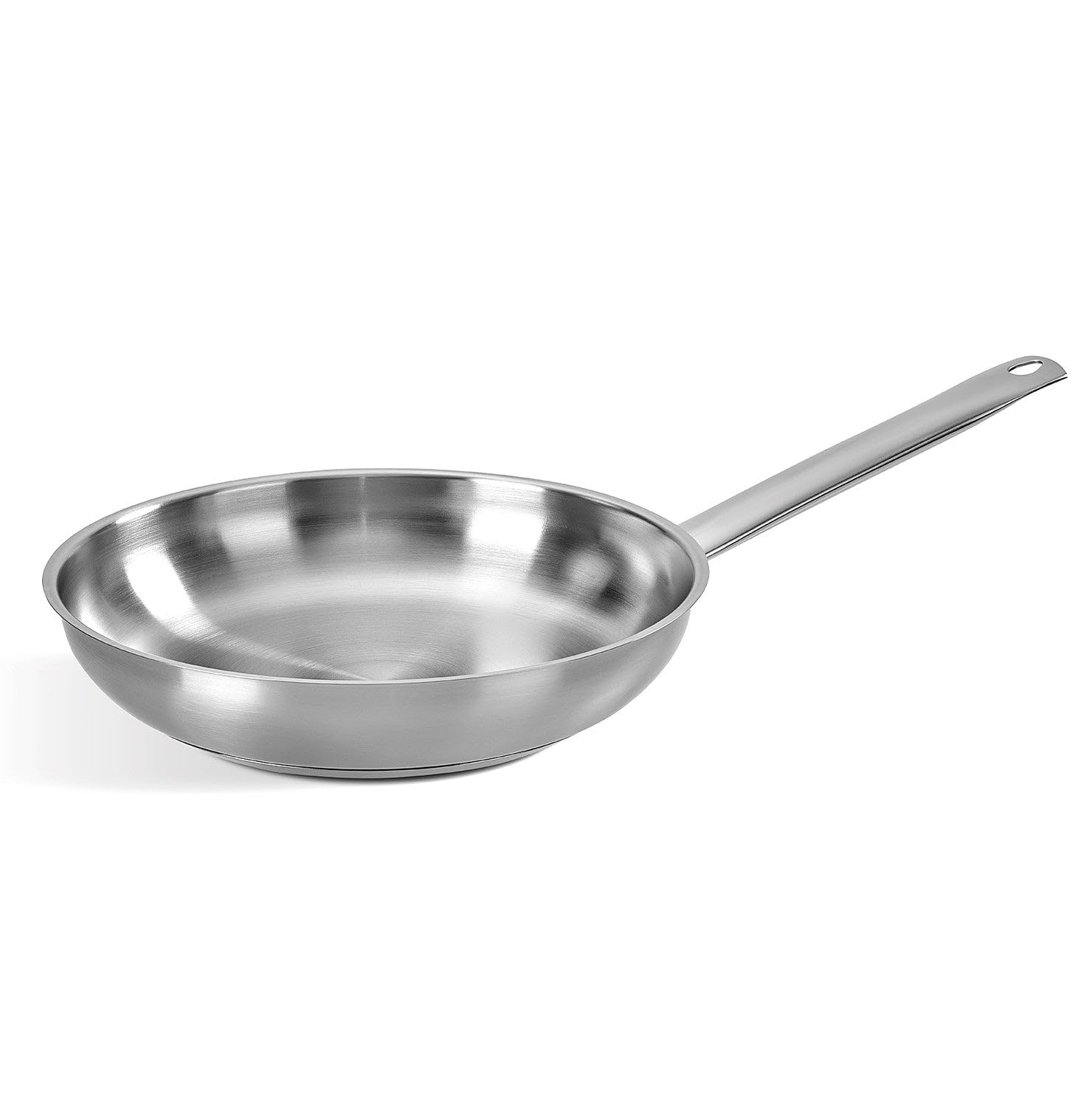 Barazzoni Padella Inox Pro, Acciaio Inox 18/10 di alta qualità, Compatibile con piani a induzione,ideale per le lunghe cotture, per friggere o per pietanze in umido - 24 cm
