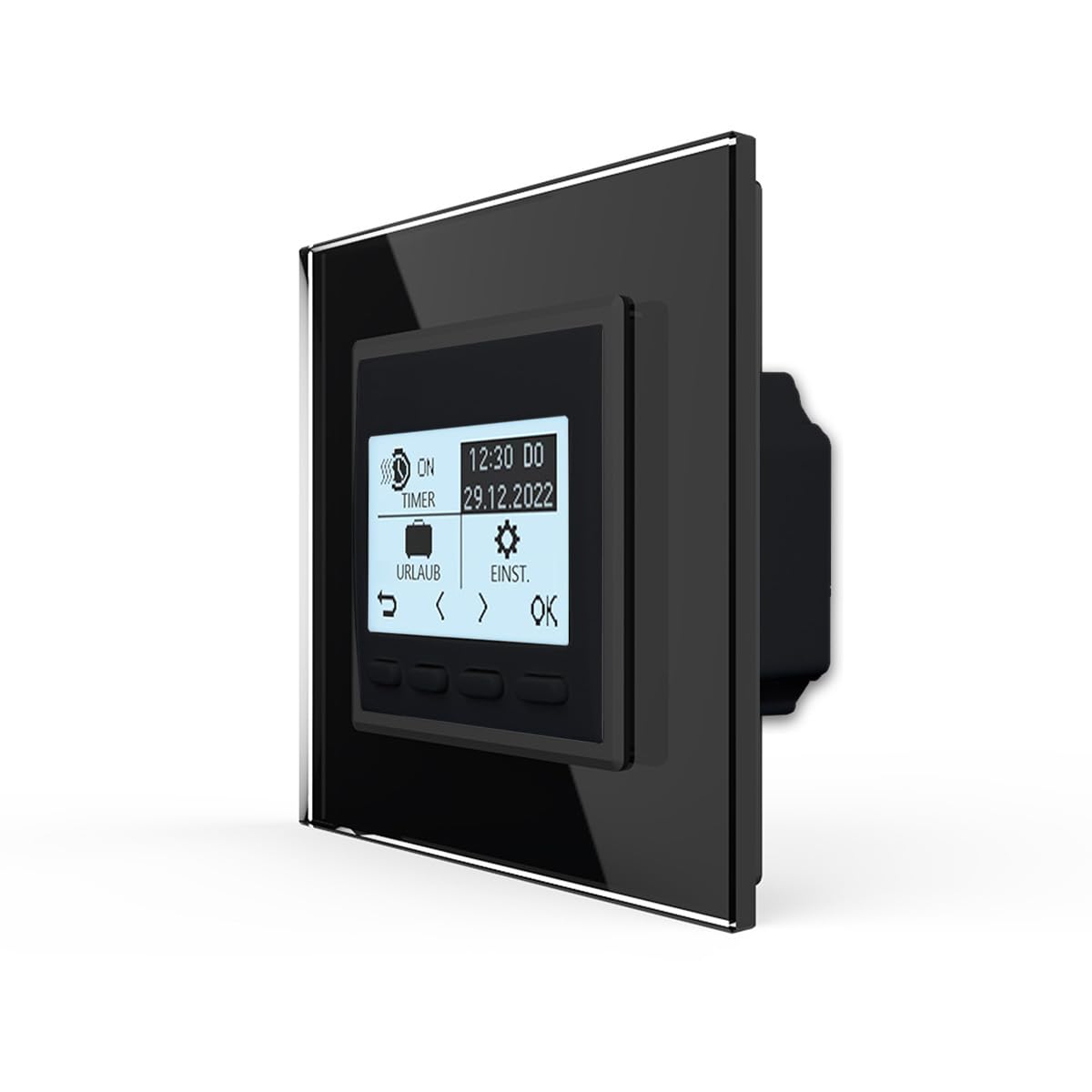 LIVOLO Programmierbares Raumthermostat Digital Wandthermostat Thermostat PRO Fußbodenheizung für Stellmotoren wasserführend elektrisch UP inkl. Glasrahmen Schwarz