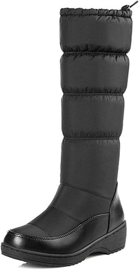 Women's Winter Mid Calf Rain Snow Boots Waterproof Fur Lined Elastic Platform Cold Weather Snow Boot