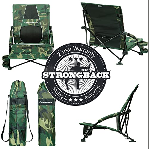 Strongback Low Gravity Beach Chair With Built-In Lumbar Back Support, Heavy Duty Portable Folding Beach Chair For Adults, Camo #TOP4