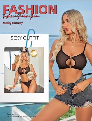 Avidlove Mesh Lingerie Set for Women Cut Out Sexy Bra and Panty Sets 2 Piece Sheer Lingerie3