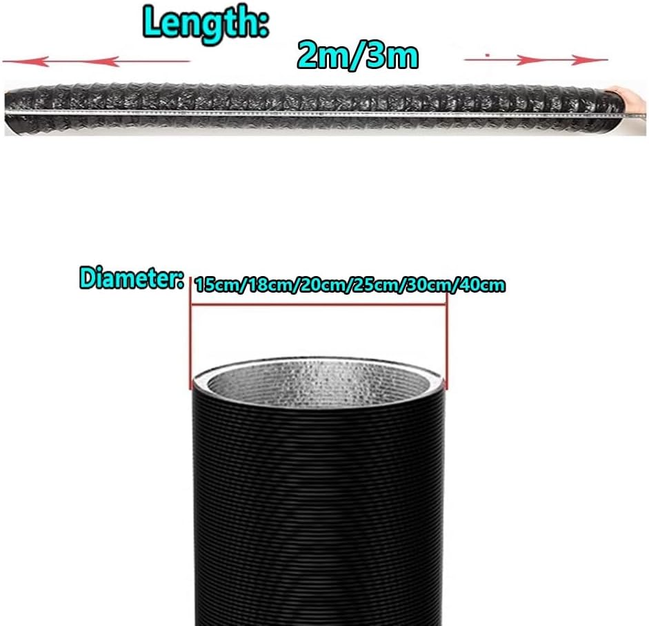 6ft Dryer Vent Hose Flexible Aluminum Foil Exhaust Fan Duct Hosing 6" 8" 10" 12" 16" Heat Resistant Air Ducting For Range Hood Blower Greenhouse(40cmx 3m(16" x 10ft))