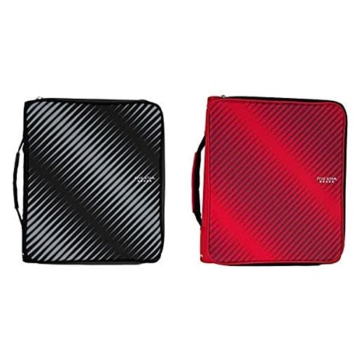 Five Star Zipper Binder, 2 Inch 3 Ring Binder, 6-Pocket Expanding File, Durable, Black (72536) and Five Star 2 Inch Zipper Binder, 3 Ring Binder, 6-Pocket Expanding File, Durable, Red (72538)