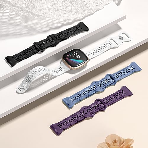 Charlam 4 Pack Lace Silicone Straps Compatible with Fitbit Versa 3/ Versa 4 Straps/Fitbit Sense/Sense 2 Strap - Image 2