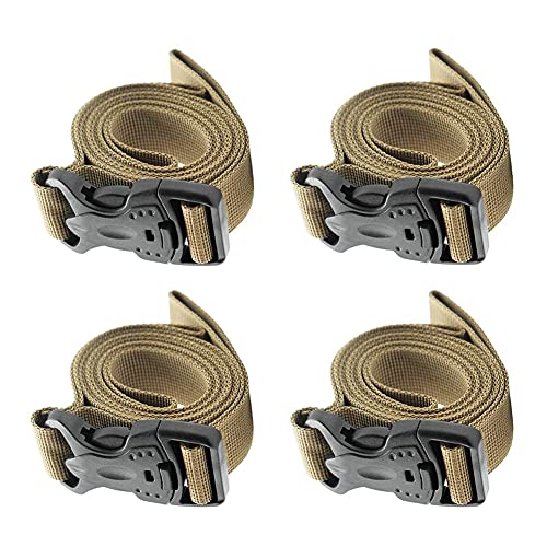 Alnicov Backpack Accessory Strap Luggage Straps Cover Strap Sleeping Bag Strap Adjustable Heavy Duty with Quick-Release Buckle for Outdoor Camping or Daily Use(Khaki,4Pack)