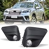 AUTOFREE Fog Light Assembly Fits for 2019-2021 Subaru Forester Base, CONVENIENCE, PREMIUM Models, Universal Wiring Harness and H16 Bulbs Included(12V 19W) - Clear PC Lens, Black ABS Housing, 1 Pair