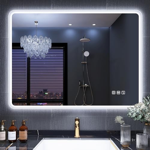 800x600 Bathroom Wall Mirror with LED Lights,with Demister Pad,Touch