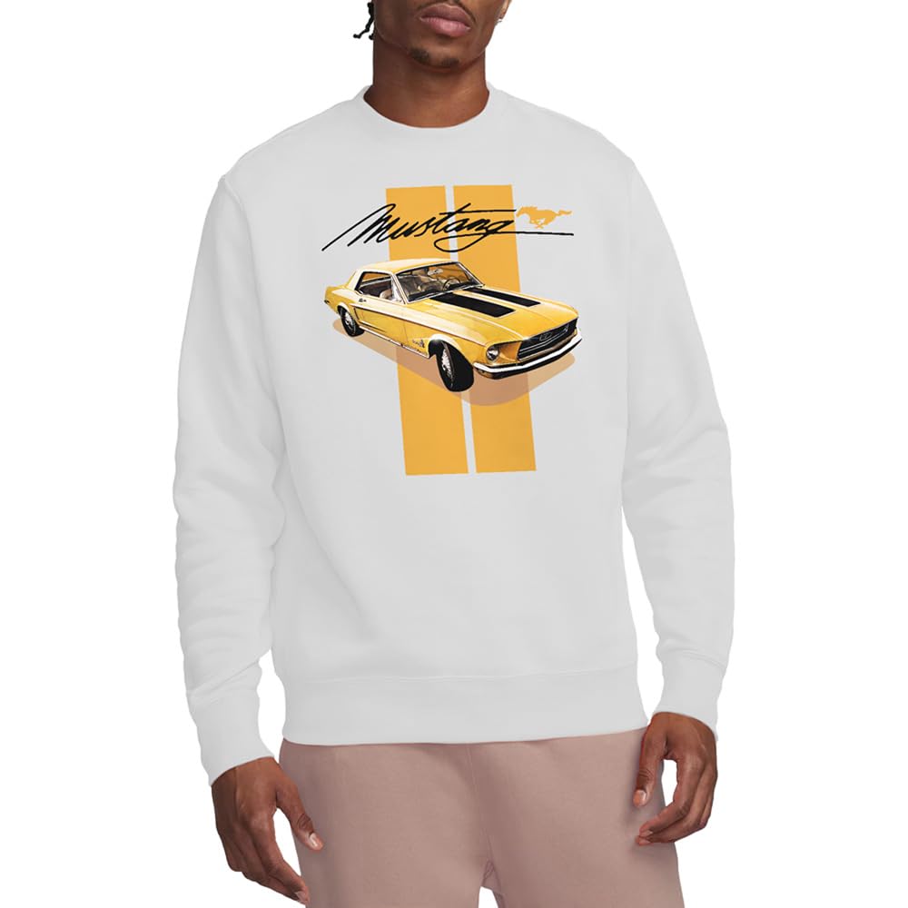Ford Unisex Mustang Stang Stripes Sweatshirt White Extra Large
