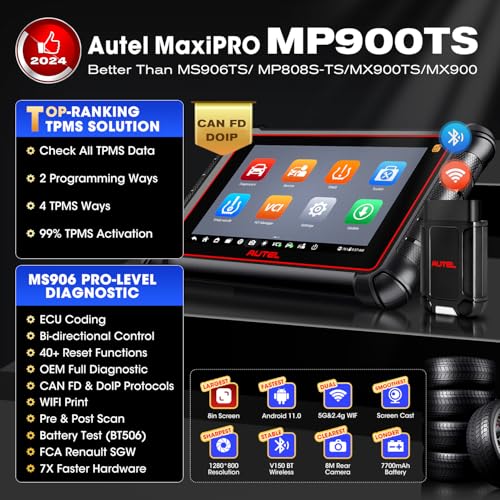 Autel MAXIPRO MP900TS NEWEST Maxipro Mp900Ts, 2024 8In Mp900-Ts Up Of Maxisys Ms906Ts Mp900-Bt Mk900-Ts, Top Tpms As Ms906 Pro-Ts, Pro Ecu Coding, Bidirectional Control, 40+ Service, All System Obd2 Scanner thumb #1