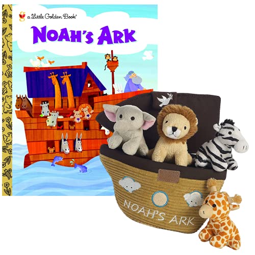Image of Ebba Noah's Ark Plush 6 Piece Gift Set, Little Golden Book® Noah's Ark Book, Plush Noah's Ark 5-Piece Set, 8 inches