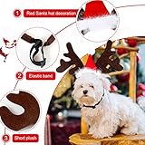 Weihnachten Haustier Stirnband, Hund Katze Rentier Geweih Weihnachtskostüm Elch Kopfbedeckung Verstellbare Kopfschmuck Haarreif mit Weihnachtsmütze, Weihnachts Kostüm Outfit für Hunde Katzen Geschenk