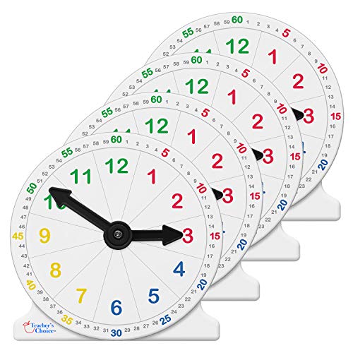 Teacher s Choice Small 4 Pack Teaching Clock | Teaching Clock for Classroom Demonstration (White)