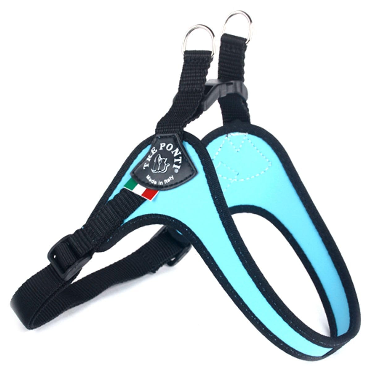 Tre Ponti Easy Fit Classic - Click-Verschluss + Verstellbarer Bauchgurt - Hellblau - Schwarzer Rand - GR. 2,5