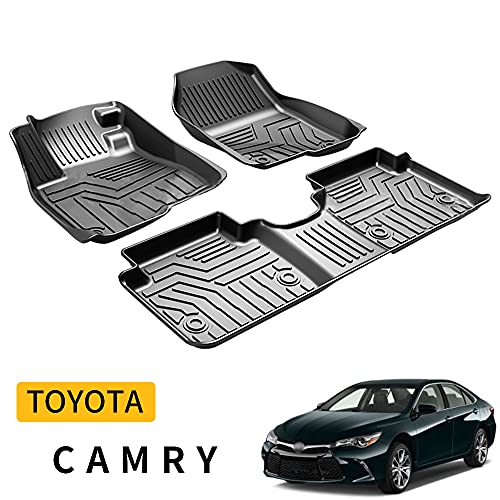 TTX LIGHTING Floor Mats for Toyota Camry 2018 2019 2020 2021 2022 TPE Automotive Floor Mats All Weather Protector Mat Include Front and Rear Row Linder Black