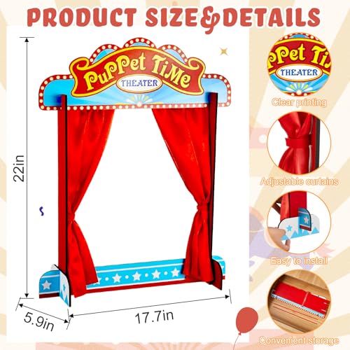 image for Yuntau Wooden Tabletop Puppet Theater with Curtains, Puppet Show Stage