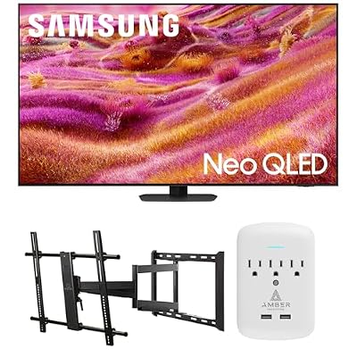Samsung QN75QN90FAFXZA 75 Inch Neo QLED 4K QN90F Vision AI Smart TV with a Walts Large/Extra Large Full Motion Mount and Amber Protection 3-Outlet-Surge Surge Protector (2025)
