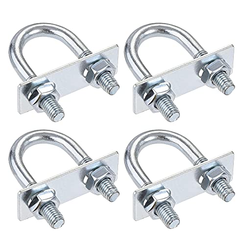 uxcell Round U-Bolts 4 Sets 0.87″(22mm) Inner Width 56mm Length Steel M8 with Nut, Plate