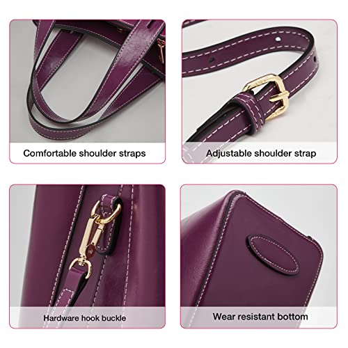 Image of LAORENTOU Women Crossbody Handbags Genuine Leather Satchel Handbags for Women Top-handle Shoulder Tote Purses