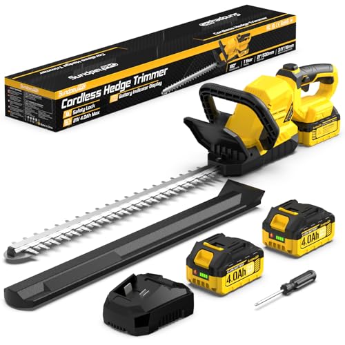 SundpeyPRO 21 Inch Cordless Hedge Trimmer with 2 x 4.0Ah Batteries and Charger