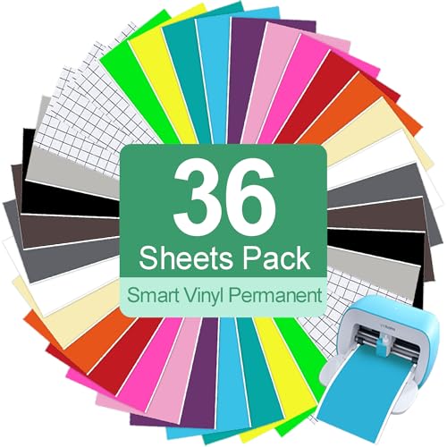 Image of Smart Adhesive Vinyl Permanent Cricut Joy Film: 5.5 X 12 in (36 Packs) Craft Transfer Vinyl Film Plotter Set for Laptops, Phones, Walls
