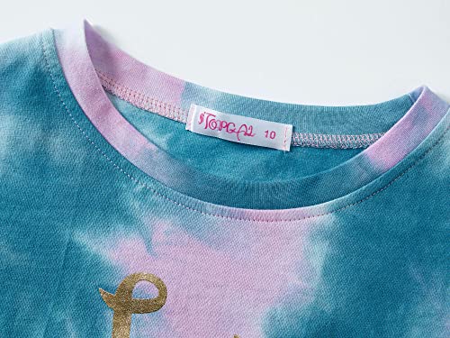 100% Cotton Tie Dye Crop Top & Shorts Clothes Set Outfit For Big Girls Size 7/8 #TOP1