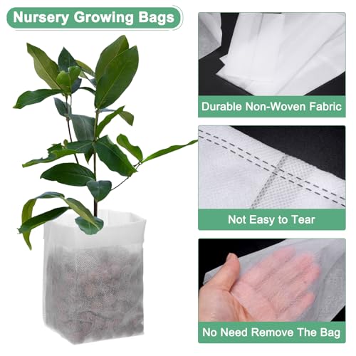 M METERXITY 200-Pack Nursery Growing Bags, 7.1" x 6.3" Non-Woven Plant Nursery Bags - Image 2