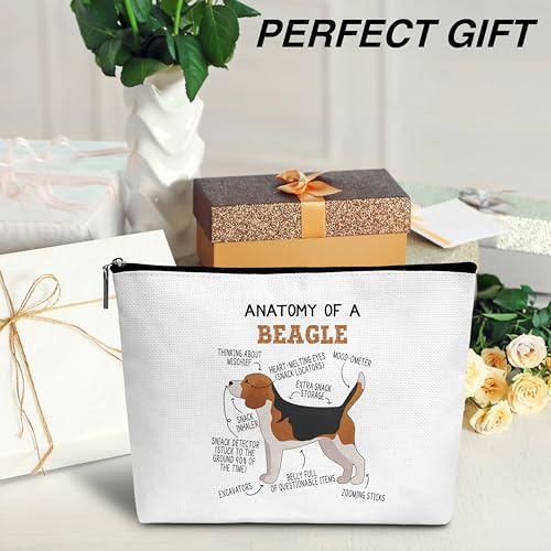 Beagle Lover Gift Anatomy Of A Beagle Makeup Bag Dog Lover Gifts Birthday Christmas Graduation Gifts for Animal Lover Dog Lover Woman Girl Mom Daughter Travel Bag-A034