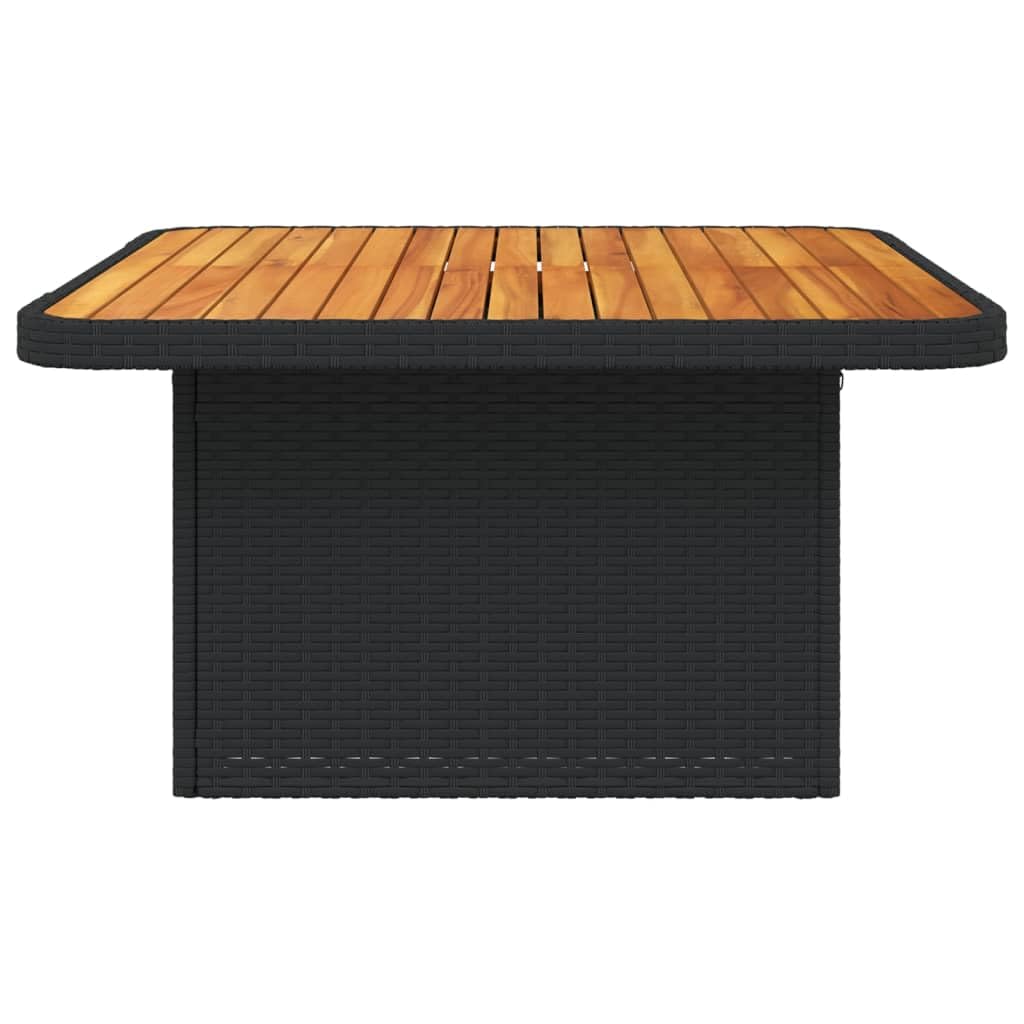 Tomostar Table Basse de Jardin Relevable, Table à Manger Salon Extèrieur Noir 80x80x71 cm résine tressée et Bois Acacia