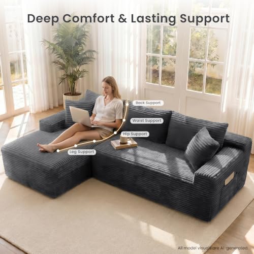 95" Modular Sectional Sofa, Boneless Chaise L-Shaped Couch for Living Room - image 4