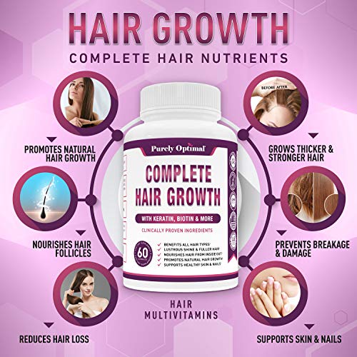 Premium Hair Growth for Women & Men - Hair Growth Vitamins w/ Biotin & Keratin - Prevents Hair Loss & Thinning, Supports Thicker Healthier Hair Growth - Supplement for All Hair Types, 60 Capsules - Thumbnail 6
