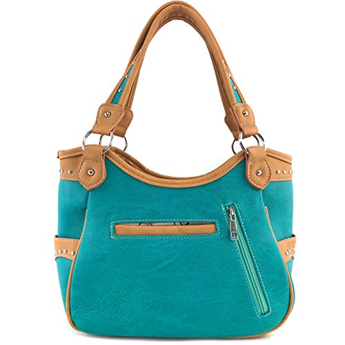 Justin West Floral Studs Laser Cut Western Rhinestone Cross Handbag Purse Conceal Carry3