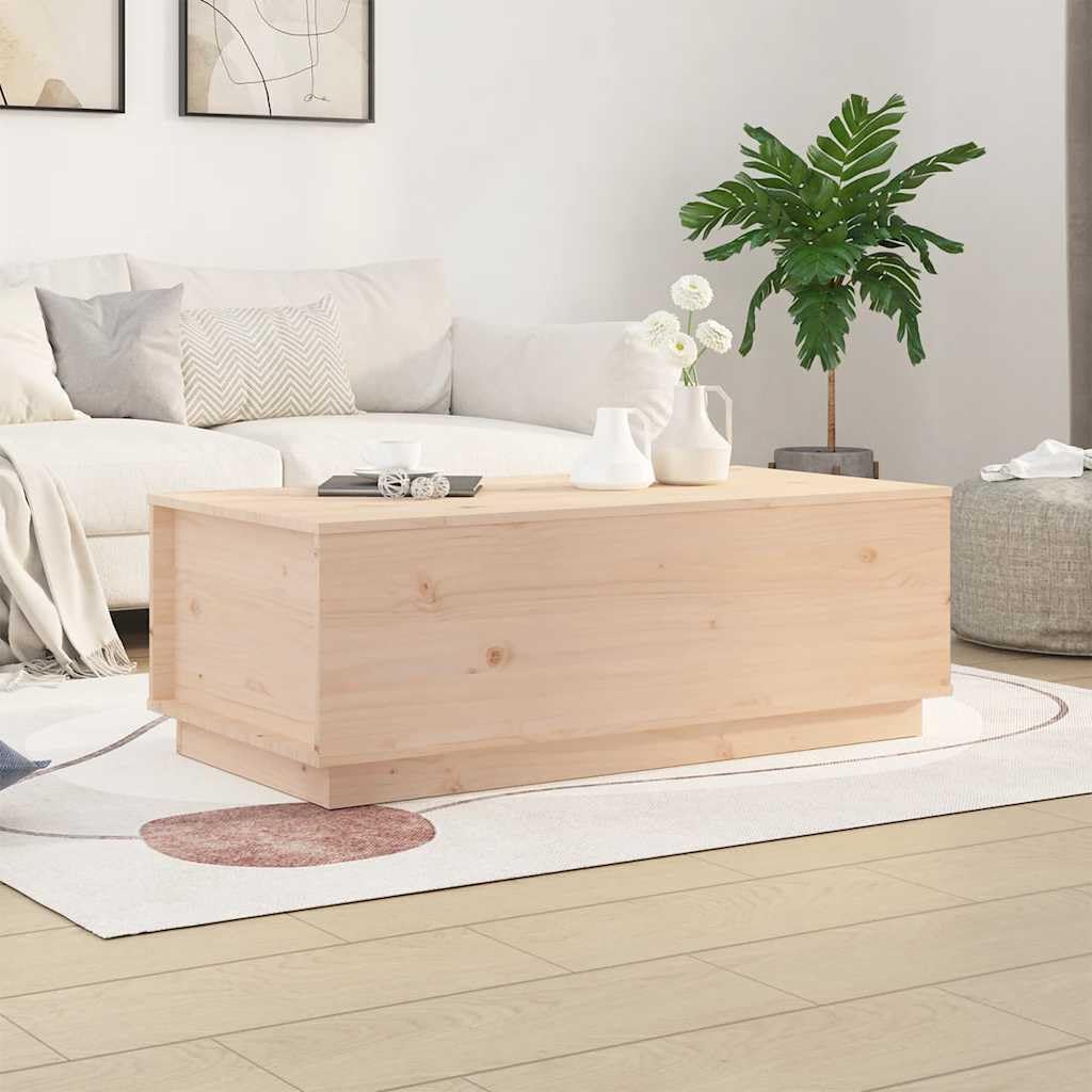 Table basse en pin massif 100 cm avec cadre en bois stable et finitions soignées