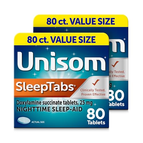 Unisom SleepTabs, Nighttime Sleep-aid, Doxylamine Succinate, 80 Tablets, 2 pk