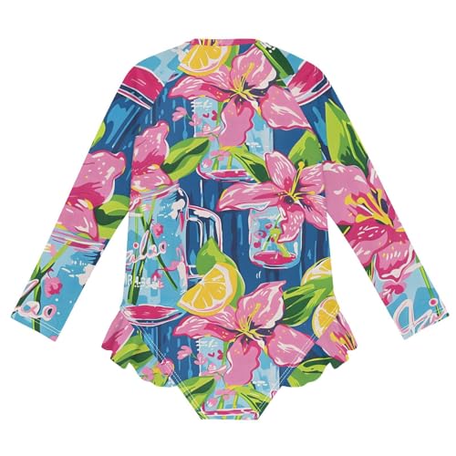 Image of Girls One Piece Swimsuits Long Sleeve Swimsuit Zipper Bathing Suits Swimwear