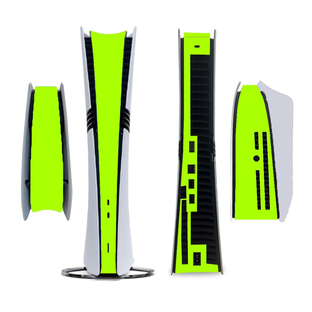 Full Side Sticker for PS5 PRO Disc Console Centre Skin Console Skin Decal Vinyl Skin Pure Color (Bright Green)