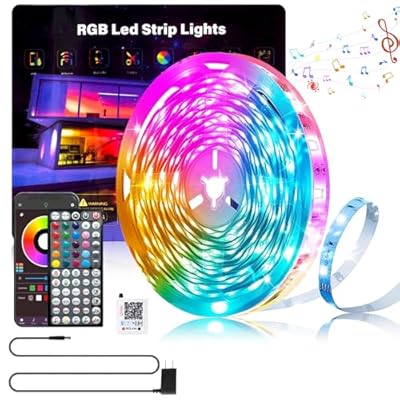 Ledagic Led Lights for Bedroom 100ft Music Sync Color Changing Led Strip Lights, DIY RGB Led Light Strip with Remote and App Control for Christmas, Led Lights for Room Decor, Cool Things (1Roll)