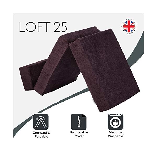 Loft 25 Single Fold Out Chair Chenille Z Bed | Guest Foldable Sofa Futon Mattress | Living Room Furniture | Ergonomically Designed | Soft and Comfy - Image 3