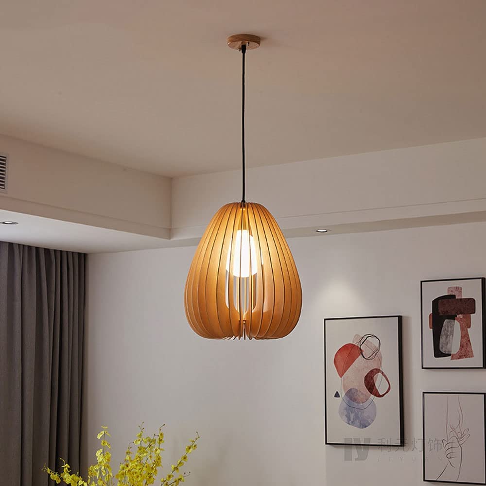 Antyczne drewniane lampy wiszące Drewniana kropla sufitu Lampa wisząca w stylu japońskim, E27 Wiejska wyspa kuchenna Oprawa oświetleniowa Pojedyncza jadalnia Sypialnia Żyrandol Tools