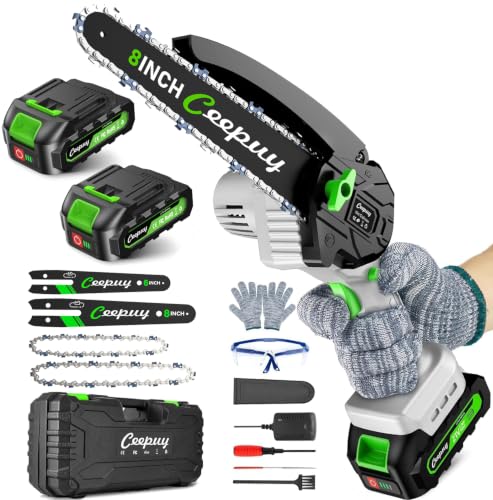 Image of CEEPUY Mini Chainsaw Cordless, 8 /6 Inch Portable Electric Chainsaw with Automatic Oiler /Security Lock /Battery Powered Small Handheld Saw for Trees Branches Trimming,Wood Cutting