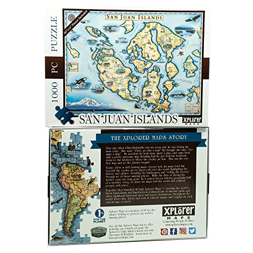 San Juan Island Map Cardboard Jigsaw Puzzle - 1000 Pieces, Hand-Illustrated - Educational, Family Activity, Ages 7+, Includes Poster - 25.4 X 19.8 #TOP1