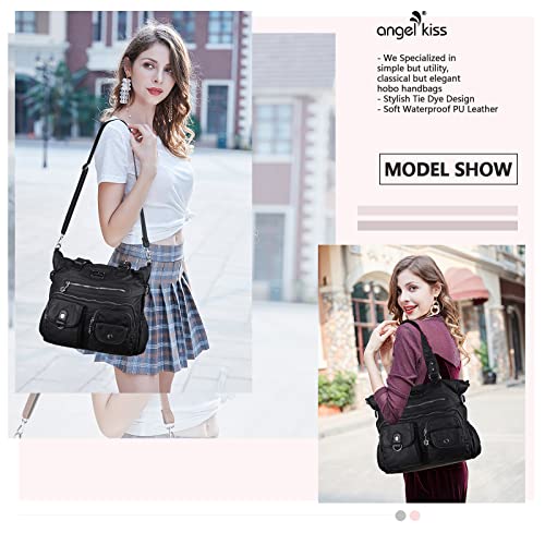 Image of Angelkiss Purses Handbags for Women PU Tote Satchel Bags for Women Pockets Shoulder Bags | PU
