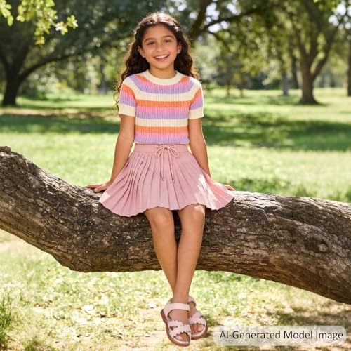 Image of Felix & Flora Toddler Girl Sandals - Little Girl Easter Dress Shoes Lightweight Open Toe Beach Holiday Flats
