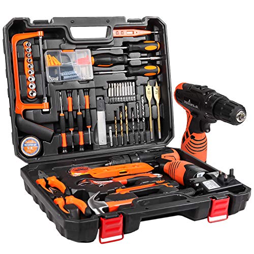 Letton Tool Kit with Drill 16.8V Cordless for 60 Accessories Home Cordless Repair Kit Tool Set