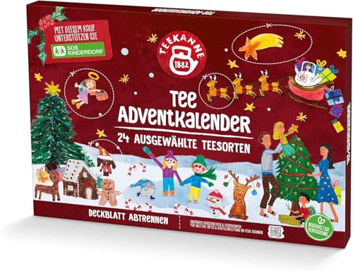TEEKANNE Tee-Adventkalender 2025 blau - 24 Teesorten, limitierte Edition, unterstützt SOS Kinderdorf, nachhaltige Verpackung, ohne Plastik-Inlays, ideal als Geschenk für Teeliebhaber